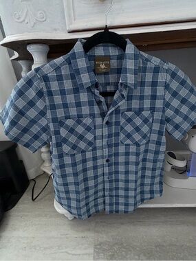 Buzz Cuts Boys' Blue Plaid Short-Sleeve Button-Down Shirt